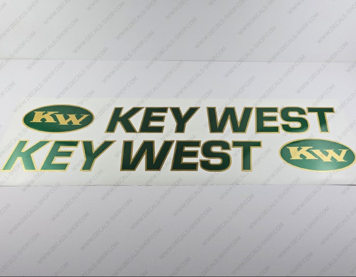 Key West Boat Logo Teal/Gold Decal Set of 2 x 38"